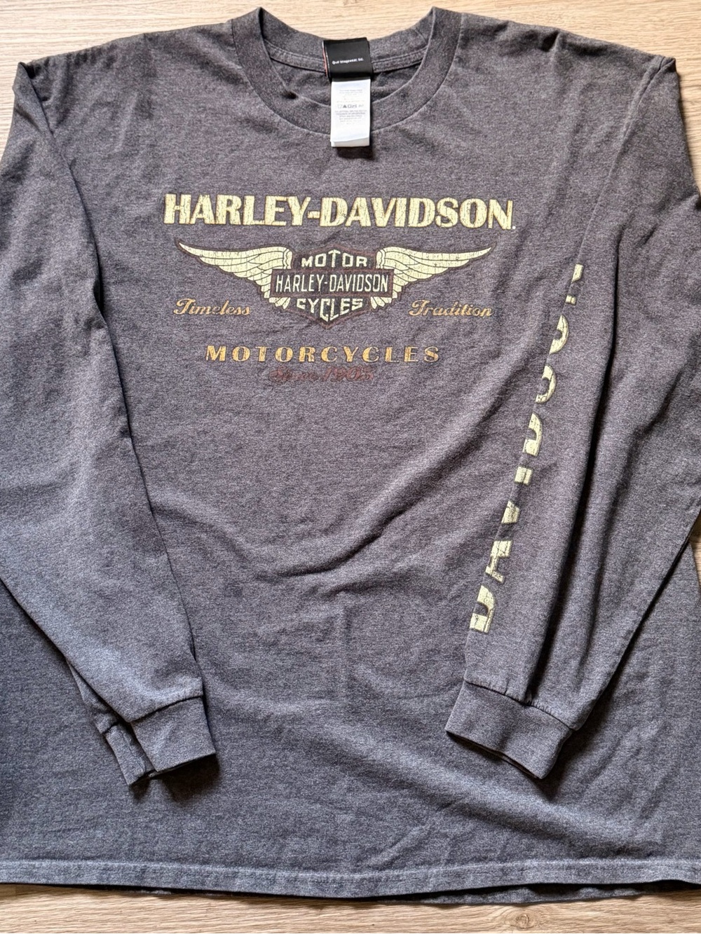 Harley-Davidson Gray Long Sleeve Tee with Gold Logo